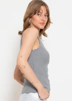 Strick Top Mit Bogenkante, Grau -Sassyclassy sassyclassy strick top mit bogenkante grau S3201B5356 2