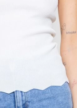 Strick Top Mit Bogenkante, Offwhite -Sassyclassy sassyclassy strick top mit bogenkante offwhite S3201B5354