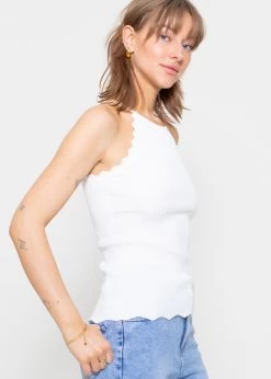 Strick Top Mit Bogenkante, Offwhite -Sassyclassy sassyclassy strick top mit bogenkante offwhite S3201B5354 4