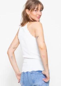 Strick Top Mit Bogenkante, Offwhite -Sassyclassy sassyclassy strick top mit bogenkante offwhite S3201B5354 5