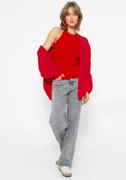 Strick Top Mit Bogenkante - Rot -Sassyclassy sassyclassy strick top mit bogenkante rot S4201T6776 4