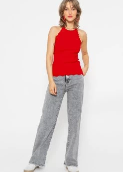 Strick Top Mit Bogenkante - Rot -Sassyclassy sassyclassy strick top mit bogenkante rot S4201T6776 6