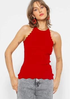 Strick Top Mit Bogenkante - Rot -Sassyclassy sassyclassy strick top mit bogenkante rot S4201T6776 7