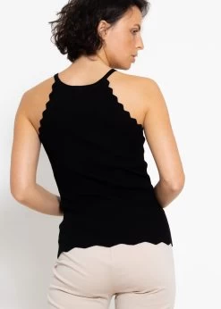 Strick Top Mit Bogenkante, Schwarz -Sassyclassy sassyclassy strick top mit bogenkante schwarz S3201B5355