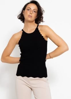 Strick Top Mit Bogenkante, Schwarz -Sassyclassy sassyclassy strick top mit bogenkante schwarz S3201B5355 4