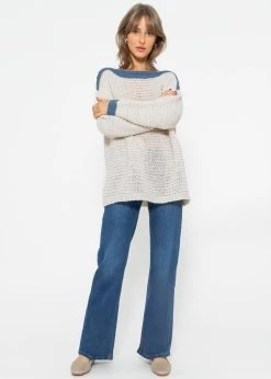 Strickpullover Mit Farbiger Blende - Offwhite-blau 14 Strickpullover Mit Farbiger Blende - Offwhite-blau -Sassyclassy sassyclassy strickpullover mit farbiger blende offwhite blau S4203P6835 1