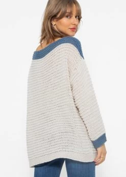 Strickpullover Mit Farbiger Blende - Offwhite-blau 16 Strickpullover Mit Farbiger Blende - Offwhite-blau -Sassyclassy sassyclassy strickpullover mit farbiger blende offwhite blau S4203P6835 12