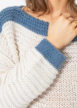 Strickpullover Mit Farbiger Blende - Offwhite-blau 17 Strickpullover Mit Farbiger Blende - Offwhite-blau -Sassyclassy sassyclassy strickpullover mit farbiger blende offwhite blau S4203P6835 4