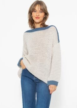 Strickpullover Mit Farbiger Blende - Offwhite-blau 12 Strickpullover Mit Farbiger Blende - Offwhite-blau -Sassyclassy sassyclassy strickpullover mit farbiger blende offwhite blau S4203P6835 8