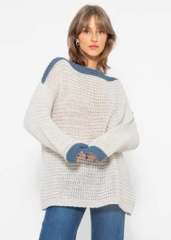 Strickpullover Mit Farbiger Blende - Offwhite-blau 15 Strickpullover Mit Farbiger Blende - Offwhite-blau -Sassyclassy sassyclassy strickpullover mit farbiger blende offwhite blau S4203P6835 9