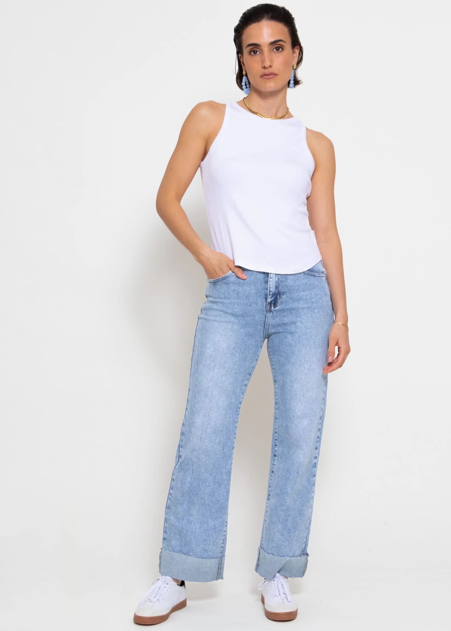 Geripptes Tank Top - Weiß 4 Geripptes Tank Top - Weiß – Bild 2