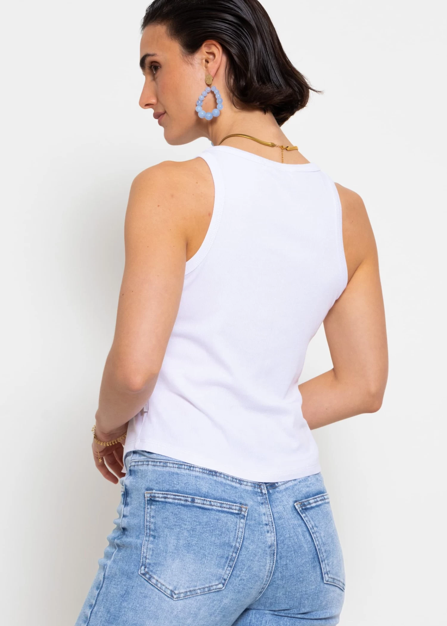 Geripptes Tank Top - Weiß 7 Geripptes Tank Top - Weiß – Bild 5