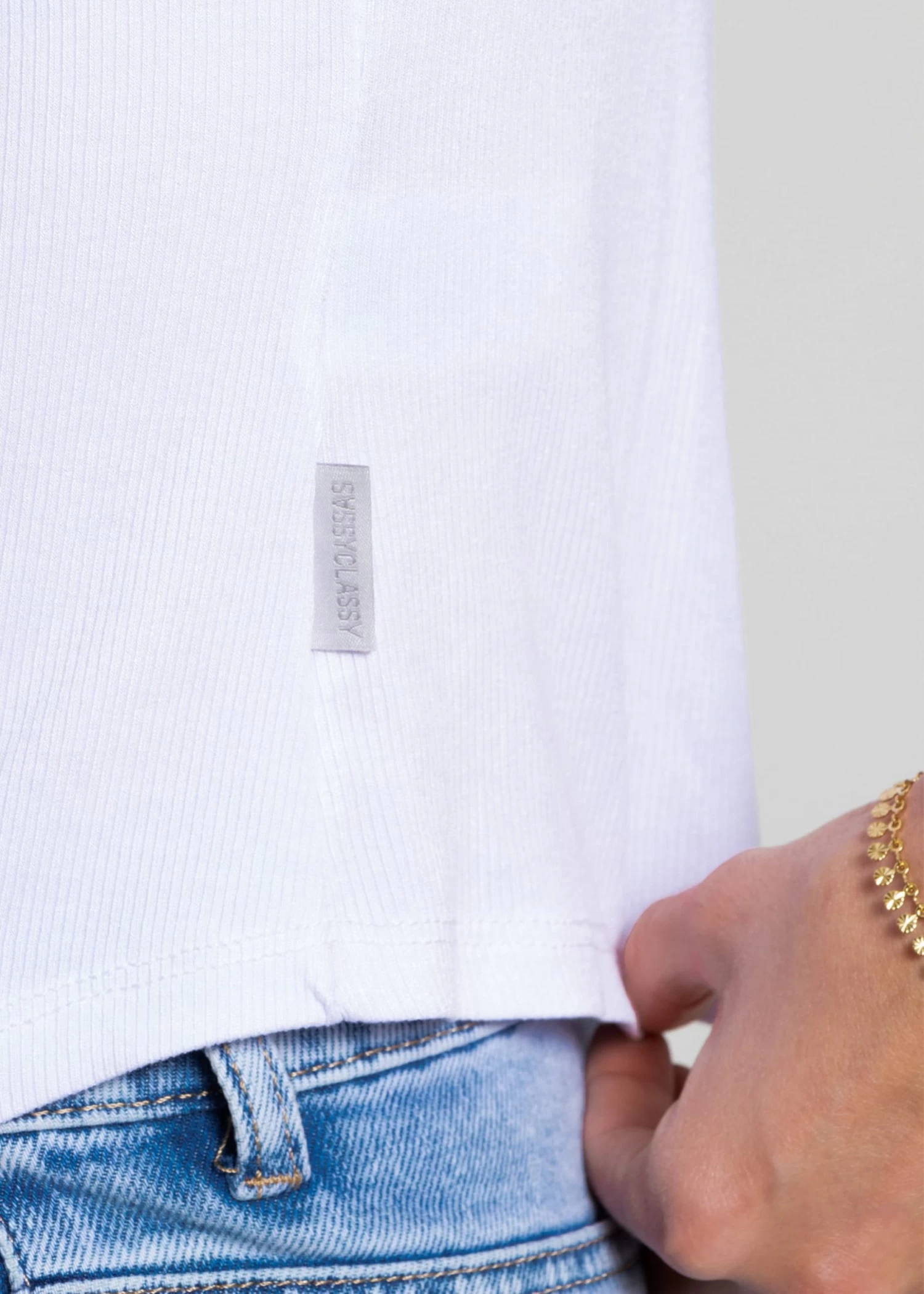 Geripptes Tank Top - Weiß 8 Geripptes Tank Top - Weiß – Bild 6