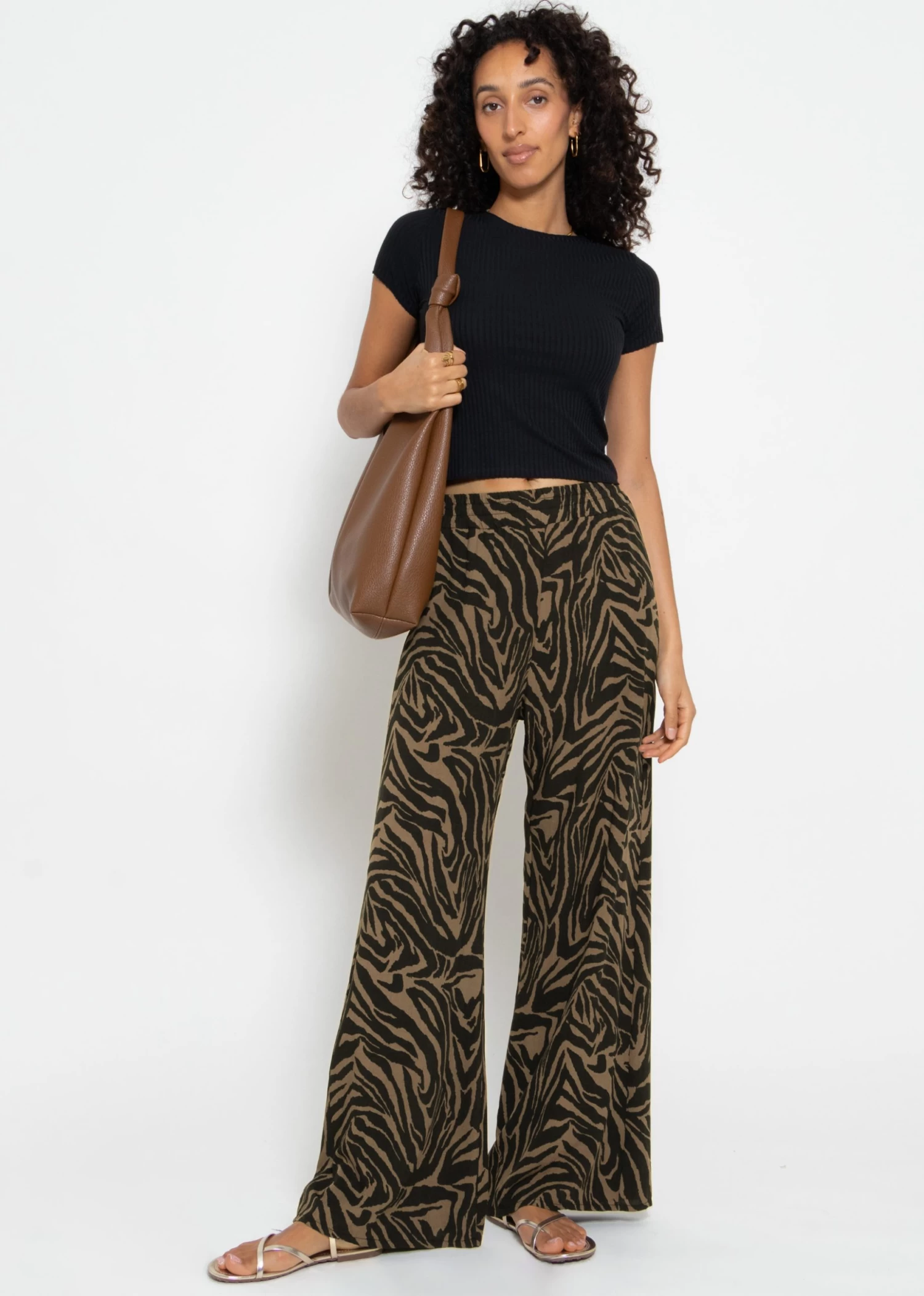 Viskose Schlupfhose Mit Zebra Print - Schwarz-braun 8 Viskose Schlupfhose Mit Zebra Print - Schwarz-braun – Bild 6