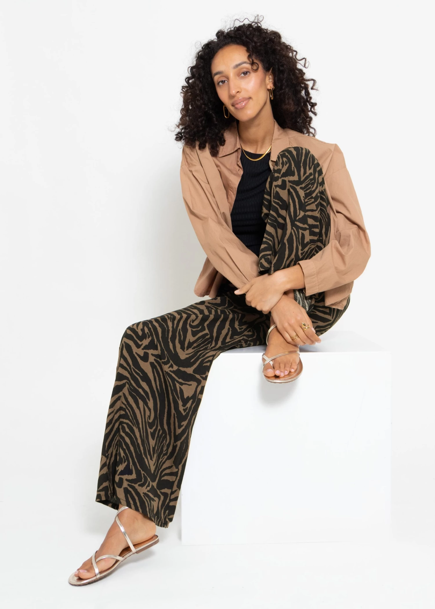 Viskose Schlupfhose Mit Zebra Print - Schwarz-braun 6 Viskose Schlupfhose Mit Zebra Print - Schwarz-braun – Bild 4