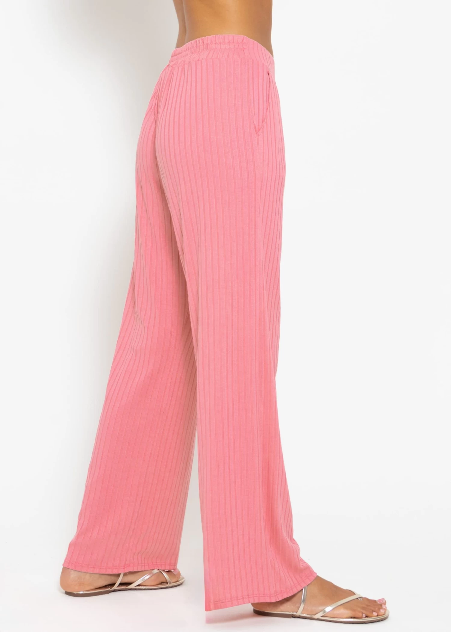 Weite, Gerippte Jerseyhose - Rosa 5 Weite, Gerippte Jerseyhose - Rosa – Bild 3