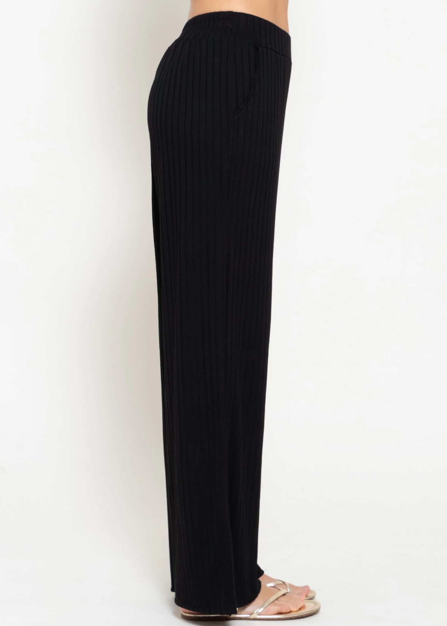 Weite, Gerippte Jerseyhose - Schwarz 6 Weite, Gerippte Jerseyhose - Schwarz – Bild 4