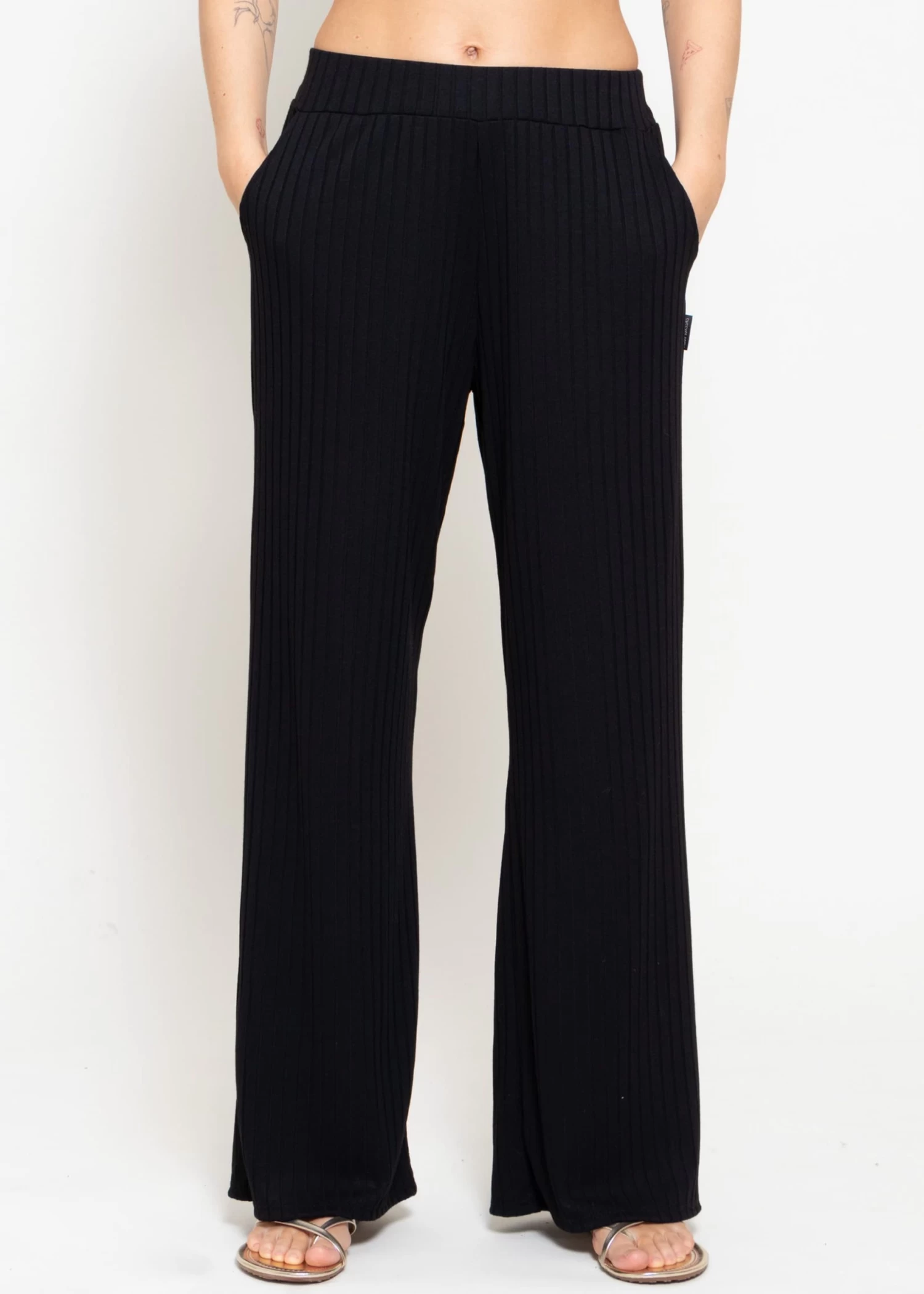 Weite, Gerippte Jerseyhose - Schwarz 3 Weite, Gerippte Jerseyhose - Schwarz