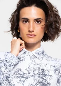 Oversize Musselin Bluse Mit Print - Dunkelblau 13 Oversize Musselin Bluse Mit Print - Dunkelblau -Sassyclassy ssassyclassy oversize musselin bluse mit print dunkelblau S4203E6883 2